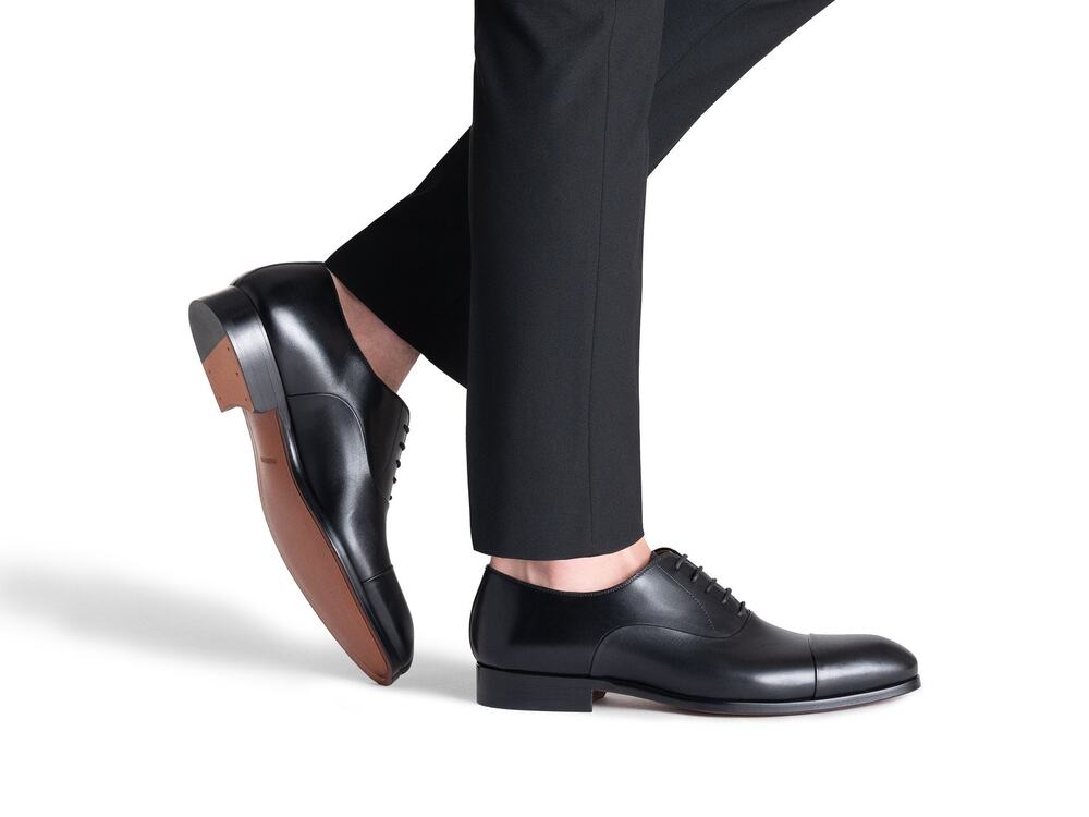 NWOB Magnanni Naxos Leather Cap Toe Oxfords Black Mens Size 10